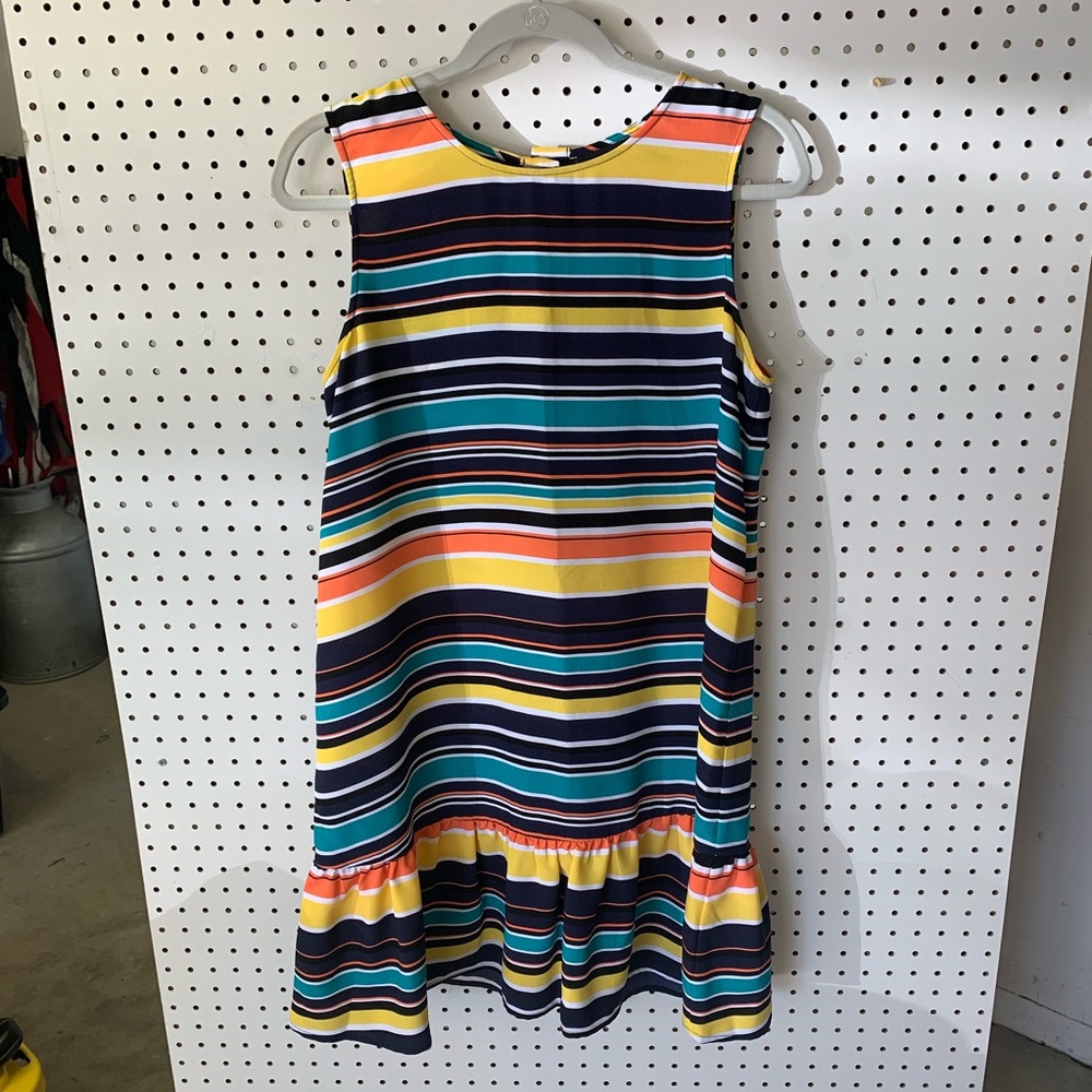 Halogen Striped Ruffle Hem Tank Dress Size Small